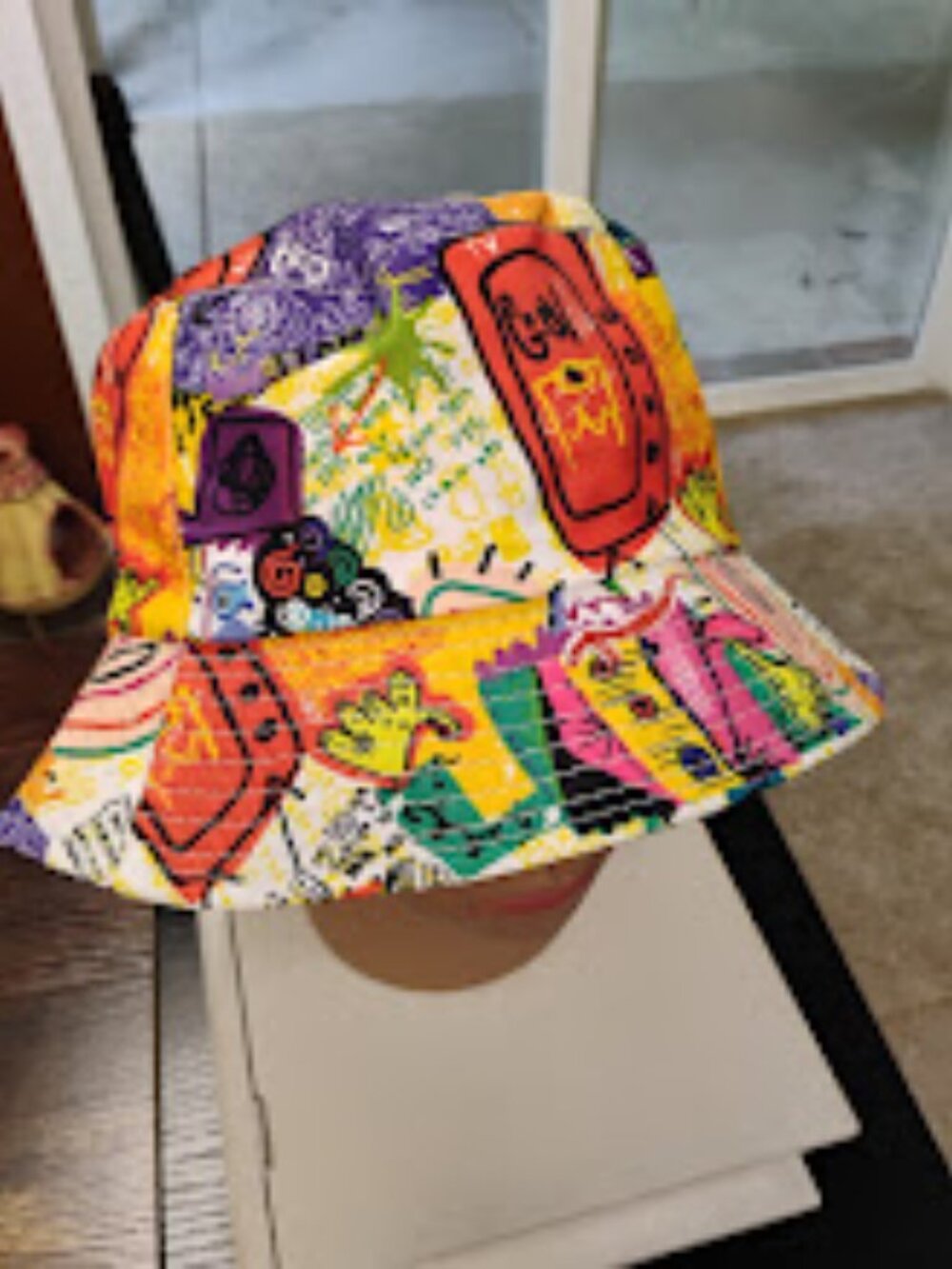 Reversible Black Colorful Graffiti Print Bucket Hat